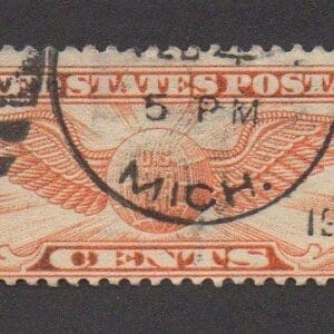Scott# C19 "WINGED GLOBE" USED, MICHIGAN CDS & TWIN DUPLEX CANCEL