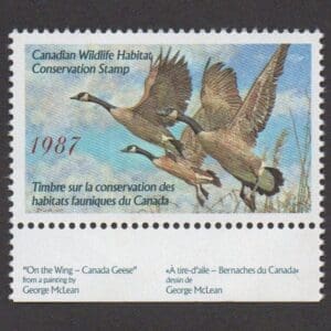 Scott# FWH3b CANADA "DUCK STAMP - CANADA GEESE"1987 MNH