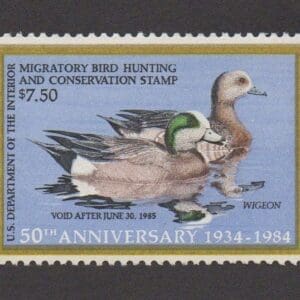 Scott# RW51 "DUCK STAMP" 1984 "WIGEON DUCKS" MNH, NICELY CENTERED