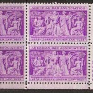 Scott# 1022 "AMERICAN BAR ASSOCIATION" PLATE BLOCK (4) MNH