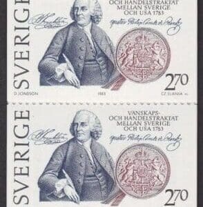 Scott# 1453a SWEDEN - U.S. TREATY " BOOKLET PANE (5) MNH