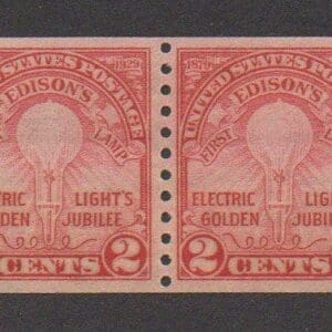Scott# 656 "EDISON'S FIRST LAMP" ROTARY PRESS COIL PAIR, MNH
