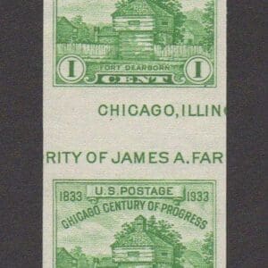 Scott# 730a "FORT DEARBORN" VERTICAL CROSS GUTTER PAIR, MNH, NGAI