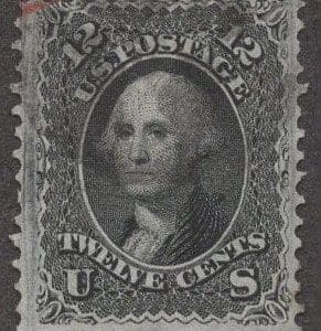 Scott# 97 "WASHINGTON"USED "F" GRILL WITH PARTIAL RED CANCEL