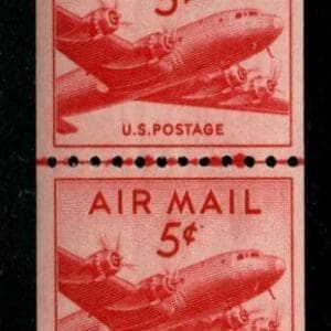 Scott# C37 "DC-4 SKYMASTER" MNH COIL LINE PAIR, NICELY CENTERED