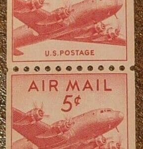 Scott# C37 "DC-4 SKYMASTER" MNH COIL PAIR, NICELY CENTERED