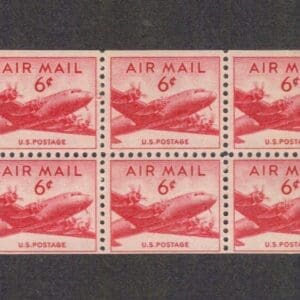 Scott# C39A "SKYMASTER" BOOKLET PANE (6) MNH