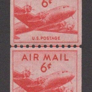 Scott# C41 "DC-4 SKYMASTER" MNH COIL LINE PAIR, NICELY CENTERED