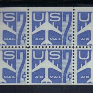 Scott# C51a "BLUE JET" MNH AIRMAIL BOOKLET PANE (6)