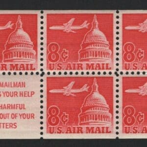Scott# C64b "AIRLINER & CAPITAL DOME" MNH BKLET PANE (6) SLOGAN I
