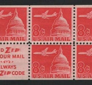 Scott# C64b "AIRLINER & CAPITAL DOME" MNH BKLT PANE (6) SLOGAN III