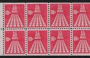 Scott# C72b "STARS" AIRMAIL BKLT PANE (8) MNH, NICELY CENTERED