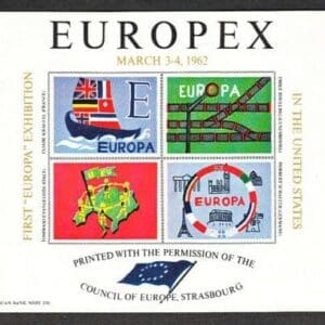 MNH EUROPEX 1ST EUROPA EXHIBITION IN THE U.S. SOUVENIR SHEET 1962