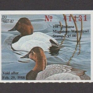 Scott# IN12 "CANVASBACKS" IN STATE DUCK STAMP+FLEETWOOD PAGE