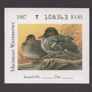 Scott# MI12 "GREEN-WINGED TEAL" MI STATE DUCK STAMP + FLEETWOOD PAGE