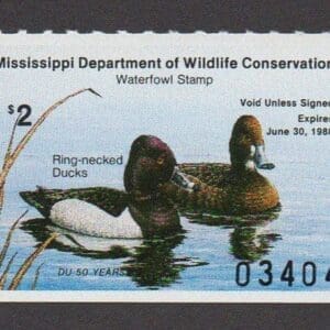 Scott# MS12 "RED-NECKED DUCKS" MS STATE DUCK STAMP+FLEETWOOD PAGE