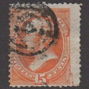 Scott# 141 "WEBSTER" H GRILL, USED WITH SMALL BULLSEYE CANCEL