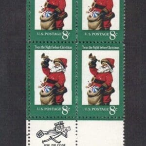 Scott# 1472 "CHRISTMAS - SANTA & TRUMPET" MNH ZIP BLOCK (4)