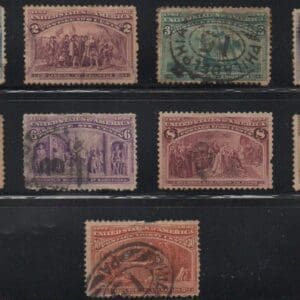 Scott# 230-39 "COLUMBIAN ISSUES" STARTER SET (10) USED WITH SOME FLAWS
