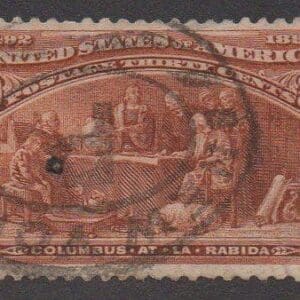 Scott# 239 "COLUMBIAN" N.Y. LETTER "F" DBL OVAL CANCEL, WELL CENTERED