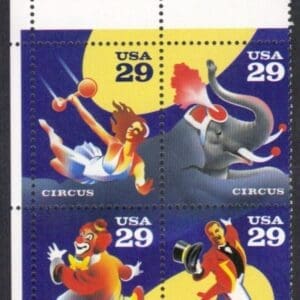 Scott# 2750-53 "CIRCUS PERFORMERS" ZIP BLOCK (4) MNH, NICELY CENTERED