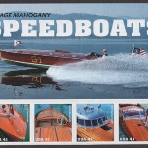 Scott# 4160-63 "MAHOGANY SPEEDBOATS" ATTACHED STRIP (4) MNH WITH TOP HEADER