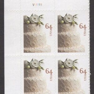 Scott# Scott# 4521 "WEDDING CAKE" S/A PLATE BLOCK (4) MNH