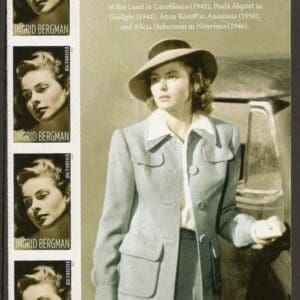Scott# 5012 "INGRID BERGMAN-ACTRESS" SIDE PANEL (4) MNH NICELY CENTERED
