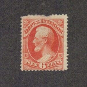 Scott# O18 INTERIOR DEPT "LINCOLN" MINT, NO GUM, NICELY CENTERED