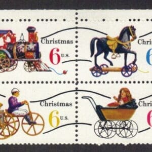 Scott# 1415a-18a CHRISTMAS TOYS PRECANCEL SE-TENANT BLOCK (4) MNH