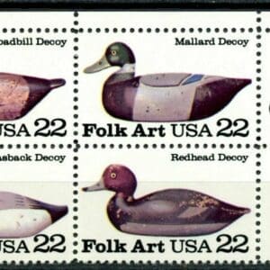 Scott# 2138-41 "DUCK DECOYS" SE-TENANT MR. ZIP BLOCK (4) MNH