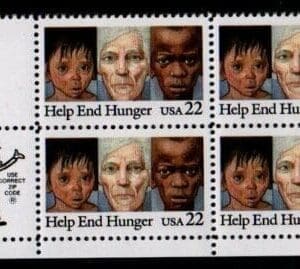 Scott# 2164 "HELP END HUNGER" ZIP BLOCK (4) MNH
