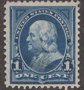 Scott# 264 "FRANKLIN" DLWMK, MINT HINGED, VERY NICELY CENTERED