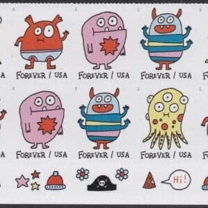 Scott#  5636-5639 "MESSAGE MONSTERS" PLATE BLOCK (10) WITH STICKERS
