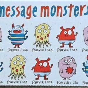 Scott#  5636-5639 "MESSAGE MONSTERS" TOP BLOCK (10) WITH HEADER