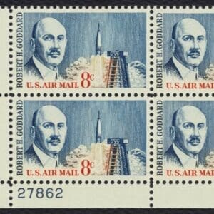 Scott# C69 "ROBERT GODDARD-ROCKET SCIENTIST" PLATE BLOCK (4) MNH