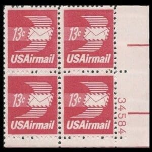 Scott# C79 "WINGED AIRMAIL ENVELOPE" MNH PLATE BLOCK (4) NICELY CENTERED