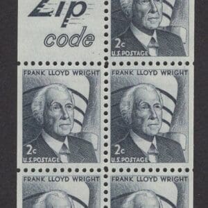 Scott# 1280a "FRANK LLOYD WRIGHT - ARCHITECT" MNH BKLT PANE ZIP+5