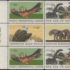 Scott# 1387-90 "NATURAL HISTORY" MAIL EARLY BLOCK (6) MNH