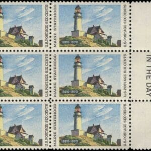 Scott# 1391 "MAINE STATEHOOD" MNH MAIL EARLY BLOCK (6)