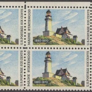 Scott# 1391 "MAINE STATEHOOD" MNH ZIP BLOCK (4) NICELY CENTERED