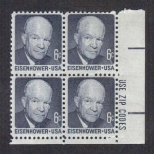 Scott# 1393 "DWIGHT D EISENHOWER" ZIP BLOCK (4)MNH
