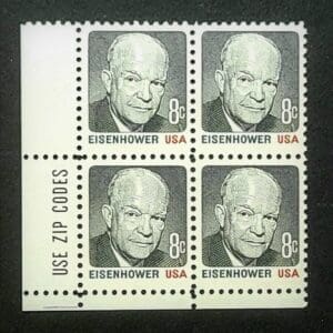 Scott# 1394 "DWIGHT D EISENHOWER" MNH ZIP BLOCK (4)