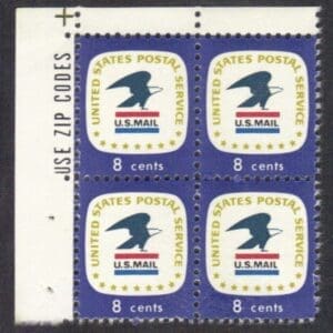 Scott# 1396 "U. S. POSTAL SERVICE EMBLEM" ZIP BLOCK (4) MNH