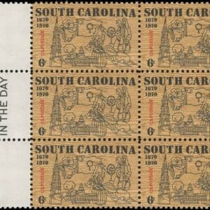 Scott# 1407 "SOUTH CAROLINA" MNH MAIL EARLY BLOCK (6) NICELY CENTERED