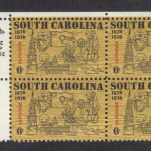 Scott# 1407 "SOUTH CAROLINA" MNH ZIP BLOCK (4) NICELY CENTERED