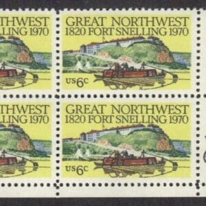 Scott# 1409 "FORT SNELLING-150 YEARS" MNH ZIP BLOCK (4) NICELY CENTERED