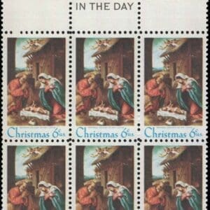 Scott# 1414 CHRISTMAS NATIVITY MNH MAIL EARLY BLOCK (6) NICELY CENTERED