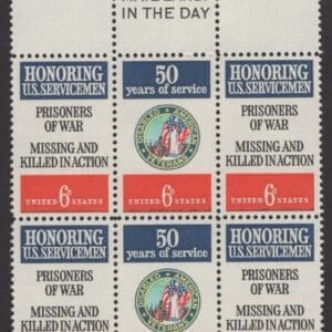 Scott# 1421-22 "DAV-POW SERVICEMEN" MNH MAIL EARLY BLOCK (6)