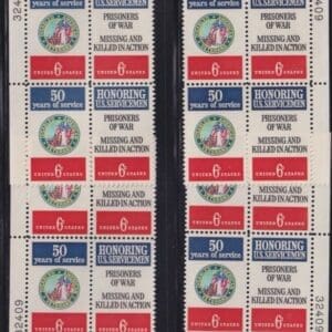 Scott# 1421-22 "DAV-POW-MIA SERVICEMEN" MATCHED PLATE BLOCK SETS, PLATE# 32409+